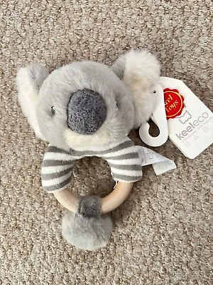 Keel Toys Eco Koala Baby Ring Rattle Grey White Neutral Unisex BNWT • £6.99