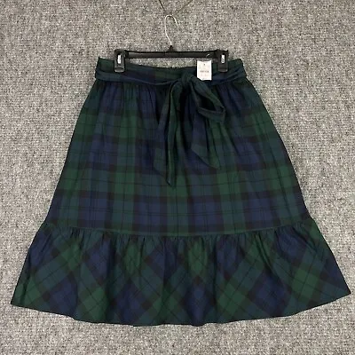 J Crew Skirt Womens 10 Tartan Plaid Big-bow Midi At-Knee Ruffles Cottagecore • $33.37