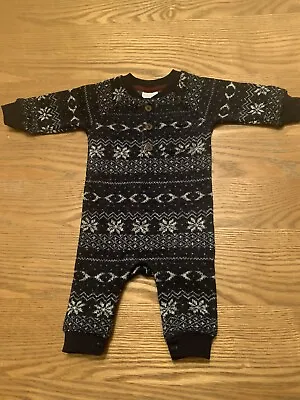 Baby Boy All In One Knit Fairisle Navy Blue Romper F&F 0-3 Months • £4
