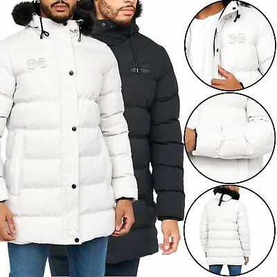 £32.79 • Buy Crosshatch Mens Puffer Heavy Parka Padded Fleece Lined Coat Jacket Fur Hooded