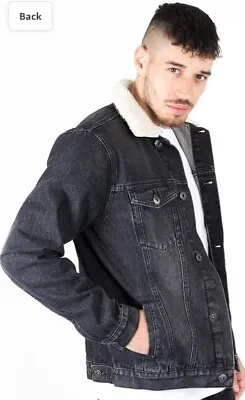 NOROZE Sherpa Trucker Denim Jacket Western Style Jean Coat Noroze • £18