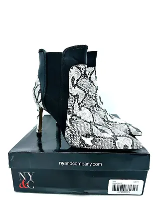 New York And Company Faye Pointed Toe Booties- Black / White US 11M • $33.73