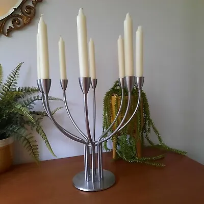 Ikea Stockholm 8 Arm Candelabra Vintage Candle Holder Brushed Chrome Centrepiece • £35