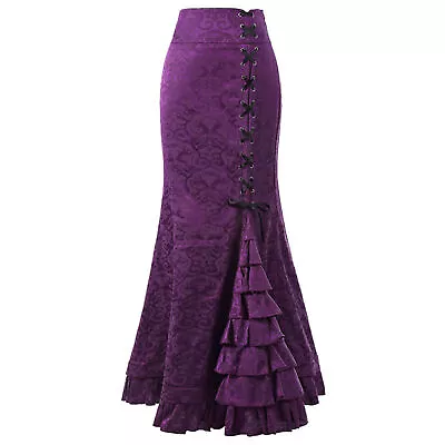 Vintage Skirt Long Punk Style Jacquard Fishtail Skirt Comfy • $24.28