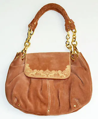 La Gioe Di Toscana Leather Handbag Brown Embroidered With Wallet Limited Edition • $29.99