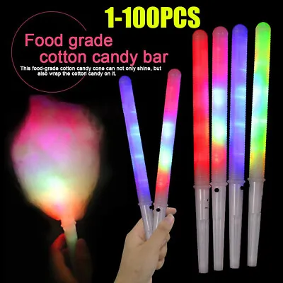 100PCS LED Glow Sticks Cotton Candy Cones Reusable Dark Light Party Glowing Tube • £3.10