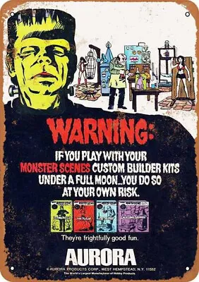 METAL SIGN Aurora Monster Scenes Model Kits 9  X 12  141WC01 • $26.99