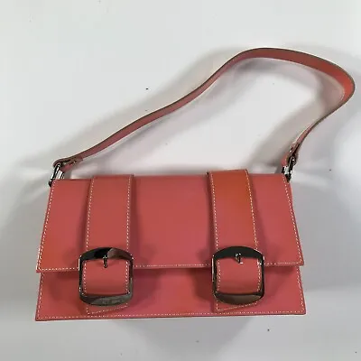 Via Spiga Handbag Pink Orange PVC Flap Buckles Small Size Mod Modern MCM • $29.99
