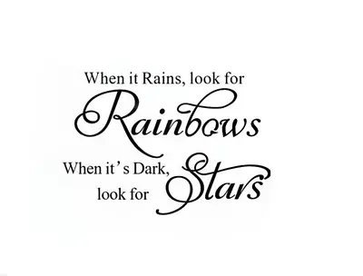 When It Rains Look For Rainbows Wall Quotes Wall Stickers Living Room UK SH77 • £5.45