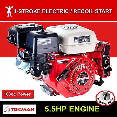 5.5HP Petrol Engine OHV Stationary Motor Horizontal Shaft Electric Start Recoil • $239.90