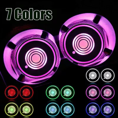 Universal Car Cup Holder LED RGB Light Mat Pad Drink Coaster Mat Pad Accessories • $17.47