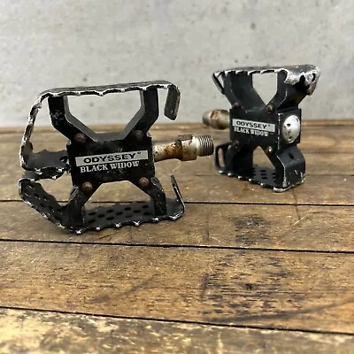 Old School BMX Odyssey Black Widow Pedals 9/16 In Black  Bear Trap Sealed • $135.99