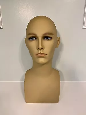 Brand New Male Vinyl Mannequin Head Bust Flesh Tone Wig Hat Jewelry Display • $44.99