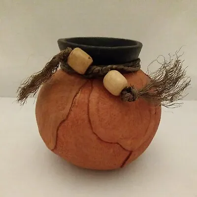 Vintage Mexican Leather Wrapped Clay Pot Mexico Southwestern • $19.99