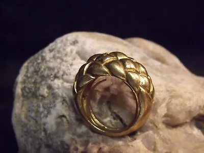 Vintage Crown Trifari Signed Bold Gold Tone Ring Adjustable Size 5.5 To 6.5 • $35