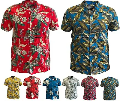 Mens Hawaiian Shirt Surf Floral Beach Holiday Dance Print Stag Party Rockabilly  • £8.99