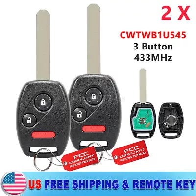 2 For Honda Pilot Entry Remote Car Key Fob CWTWB1U545 2005 2006 2007 2008 • $17.49