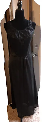 Sexy Vintage Black Long Peignoir Lingerie Night Gown Slip Large 14/16 Rn 42523 • £37.95