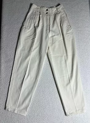 Vintage Crazy Horse Mom Jeans Womens Sz 4 22x26 High Rise White Denim • $16.95