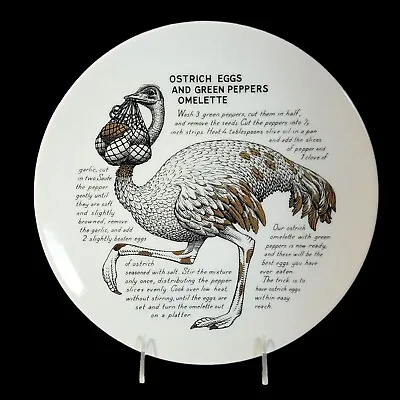 Piero Fornasetti Milano Fleming Joffe Recipe Plate OSTRICH EGG OMELETTE Italy • $299.95