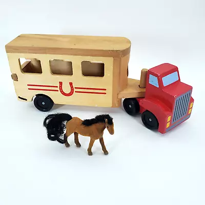 Melissa & Doug Horse Carrier W/ Flocked Horse ~ Classic Wooden Toy • $14.95