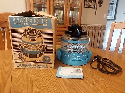 Vtg 1960s DeVilbiss All-Night Vaporizer Humidifier #145 Aqua Blue N Original Box • $49.95