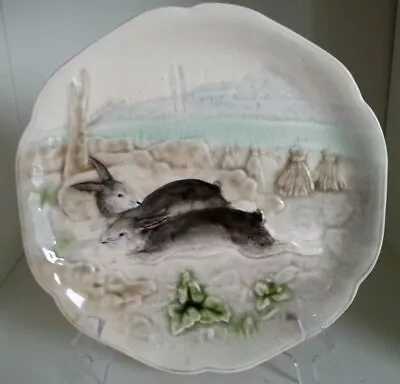 Pretty/Old Choisy Le Roi French (Higgins & Seiter) Majolica Bunny Rabbit Plate • $168