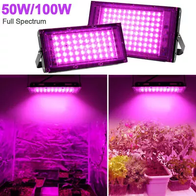 £8.09 • Buy 50-100W LED Grow Light Full Spectrum For Veg Flower Indoor Plants Lamp Lights UK