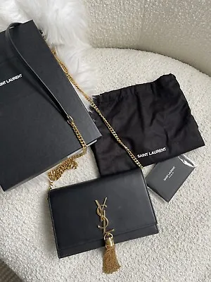 $1800 • Buy Saint Laurent YSL Tassel Kate Monogram Chain Wallet WOC