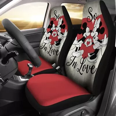 Mickey Love Minnie So In Love Mouse Couple Car Seat Covers For Mouse Ears Fans • $49.48