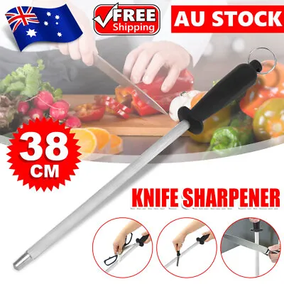 38CM Sharpening Steel Knife Sharpener Rod Stainless Knives Stone System Butcher • $13.45
