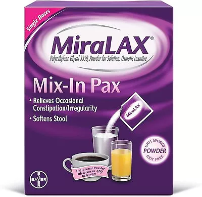 MiraLAX Mix-In Pax Single Dose Packets Unflavored/Grit Free Laxative... • $21.94