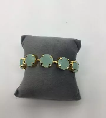 J. Crew Goldtone Aqua Green Rhinestone Link Bracelet • $12