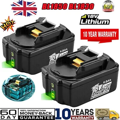 2x For Makita BL1830/1850 Battery 18V BL1860B LXT Li-Ion Cordless Battery New • £31.98