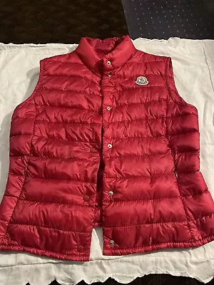 Moncler Red Slim Fit Logo Shell Down Vest Size 2 • $275