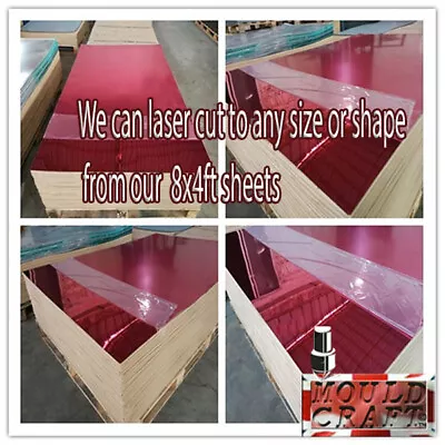 Dark Red Mirror Acrylic Sheet 3mm Perspex Plastic Safety Mirror  Cut To Size • £57