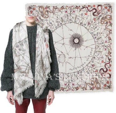 $326.45 • Buy Alexander Mcqueen Scarf Devil's Trap Skull Print Modal Silk 54  Square