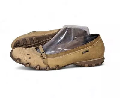 Skechers Bikers Cabbage Patch Tan Brown Leather Mary Jane Buckle Flats Womens 10 • $25