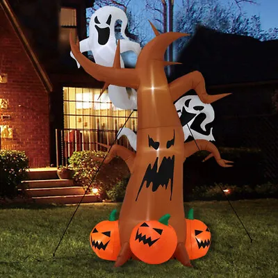 Halloween LED Inflatable Tree Pumpkin Ghost Blow Up Indoor Outdoor Party Decor • £45.95