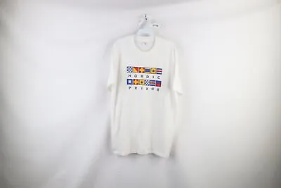 Vtg 90s Streetwear Mens XL Spell Out Nordic Prince Sailing T-Shirt White USA • $34.95