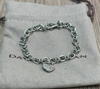 David Yurman Sterling Silver 925 Cookie Heart Cable 4.5mm Chain Bracelet • $245