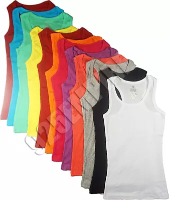 6 Pack Women's Thin Cotton Slim-Fit Ribbed Tank Top Sleeveless Shirts • $21.99