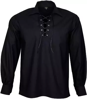 Men's Jacobite Ghillie Black Shirt For Kilts Medieval Renaissance And Pirate  • $26.31