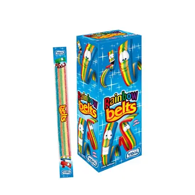 Vidal Rainbow Belts Pencil Sweets - 100 Individually Wrapped Of Bulk Sweets • £14.18