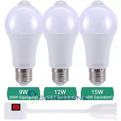 Motion Sensor LED Light Bulb 90W/120W/150W Eq. E27 E26 Bulbs Automatic On/Off • $12.83