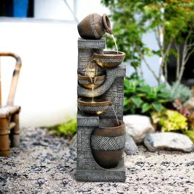 5-tiers Modern Eco-resin Outdoor Fountain Art Waterfall Indoor Office Home Decor • $218.98