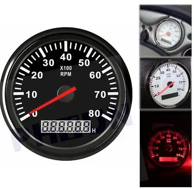 85mm Boat Marine Tachometer Diesel Engine Tacho Gauge 0-8000RPM W/ Hourmeter • $37.74