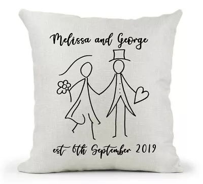 Personalised Cushion/ Stick Bride & Groom Wedding Gift. Mr & Mrs/Anniversary • £18.99