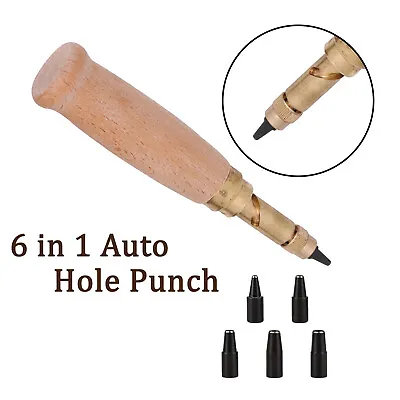 Automatic Hole Punch Tool Cutter 6 Sizes Tip For Belts Leather Paper Hole Punch • £9.29