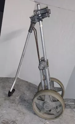 Vintage Bag Boy Auto Aluminum Golf Caddy Push Pull Cart Silver Handle Portable  • $90